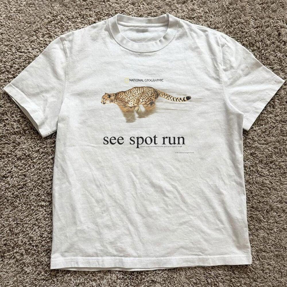 White National Geographic Cheetah See Spot Run Tee